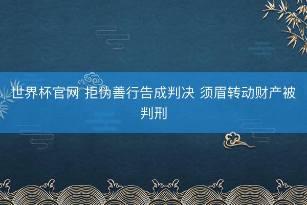 世界杯官网 拒伪善行告成判决 须眉转动财产被判刑